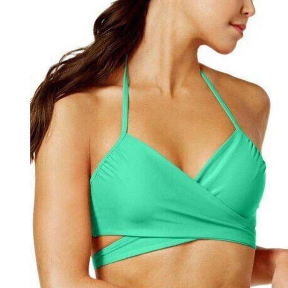 Sundazed Simon Halter Wrap Aqua Bikini Top, 36C - Picture 1 of 9